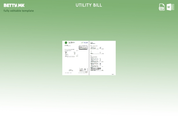 Модерен стил Canada Telus шаблон за страници со зборови за комунални сметки